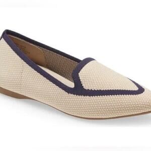 ▶️ Birdies ◀️ Blackbird Eggshell Navy Knit Point Toe SFlats. Size 9 fit like 8